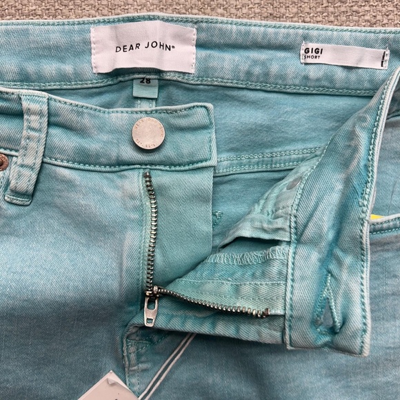 Dear John Shorts Womens 28 Blue Paradise Gigi High Rise Distressed Denim Raw Hem - Picture 4 of 12